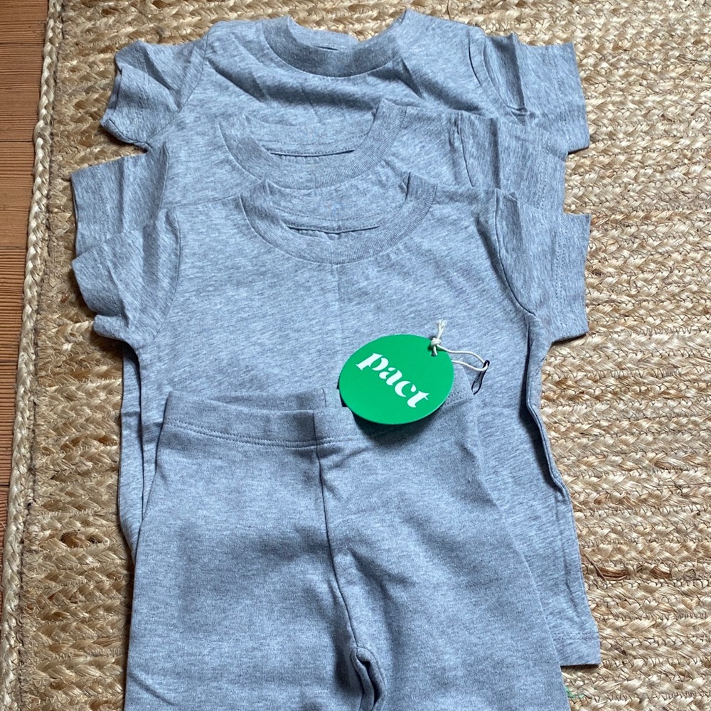 Pact Heather Gray T-Shirt and Pants Trio